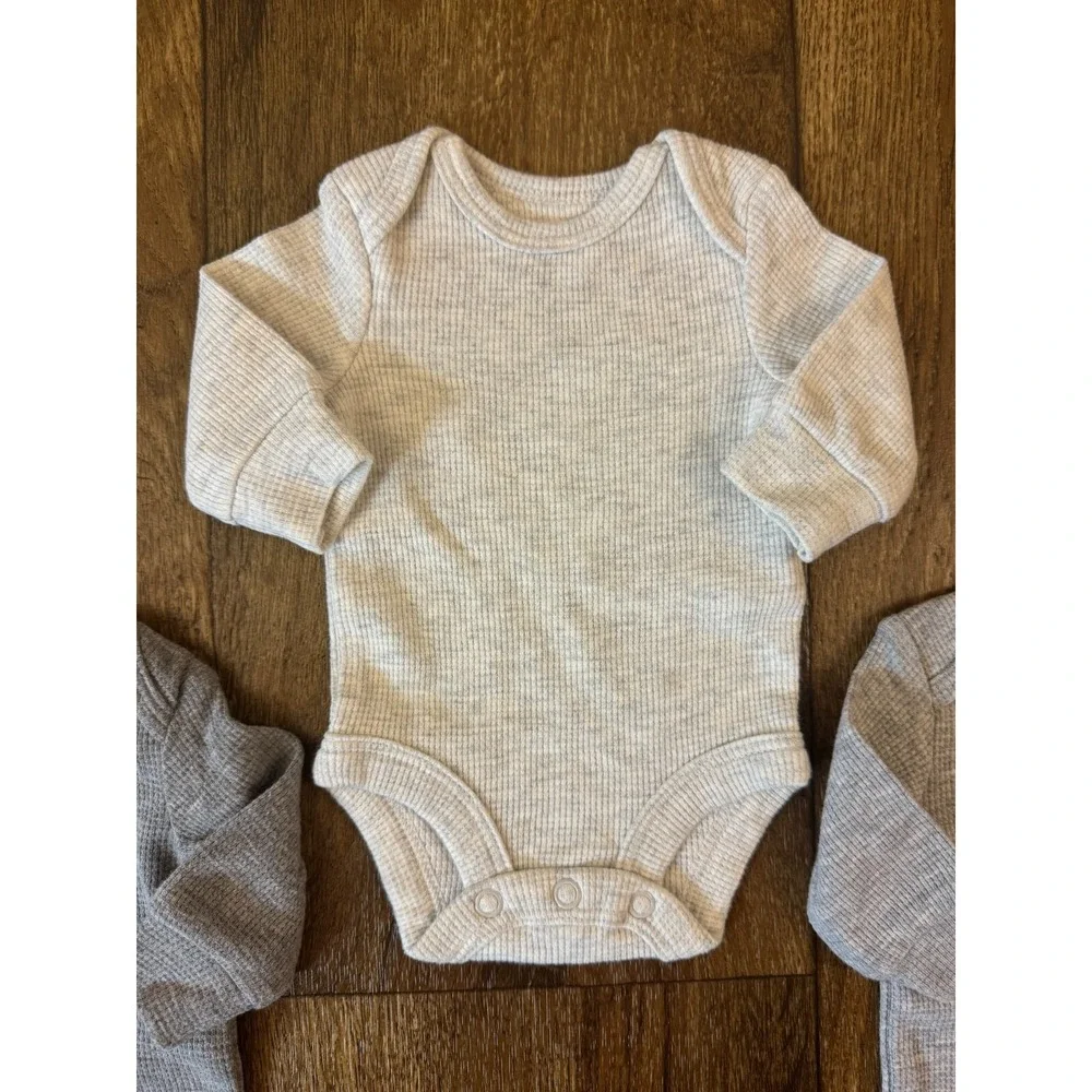 Carter's Baby Boy Preemie Bodysuits Solid Neutral Waffle Knit Clothes Lot Reborn